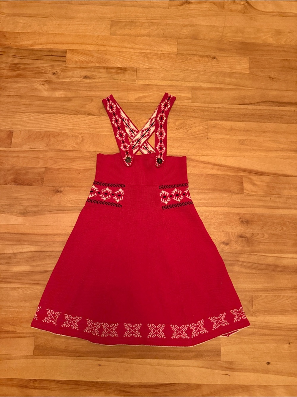 Hanna Andersson Red Dress with White Folk Trim